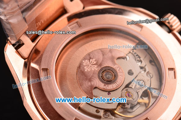 Patek Philippe Aquanaut Swiss ETA 2824 Automatic Rose Gold Case/Strap with Chocolate Dial - Click Image to Close